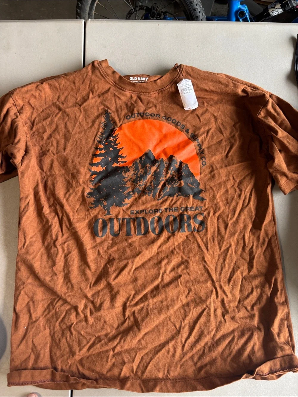 Old Navy Rust Orange and Black Outdoors Graphic Short Sleeve Tee